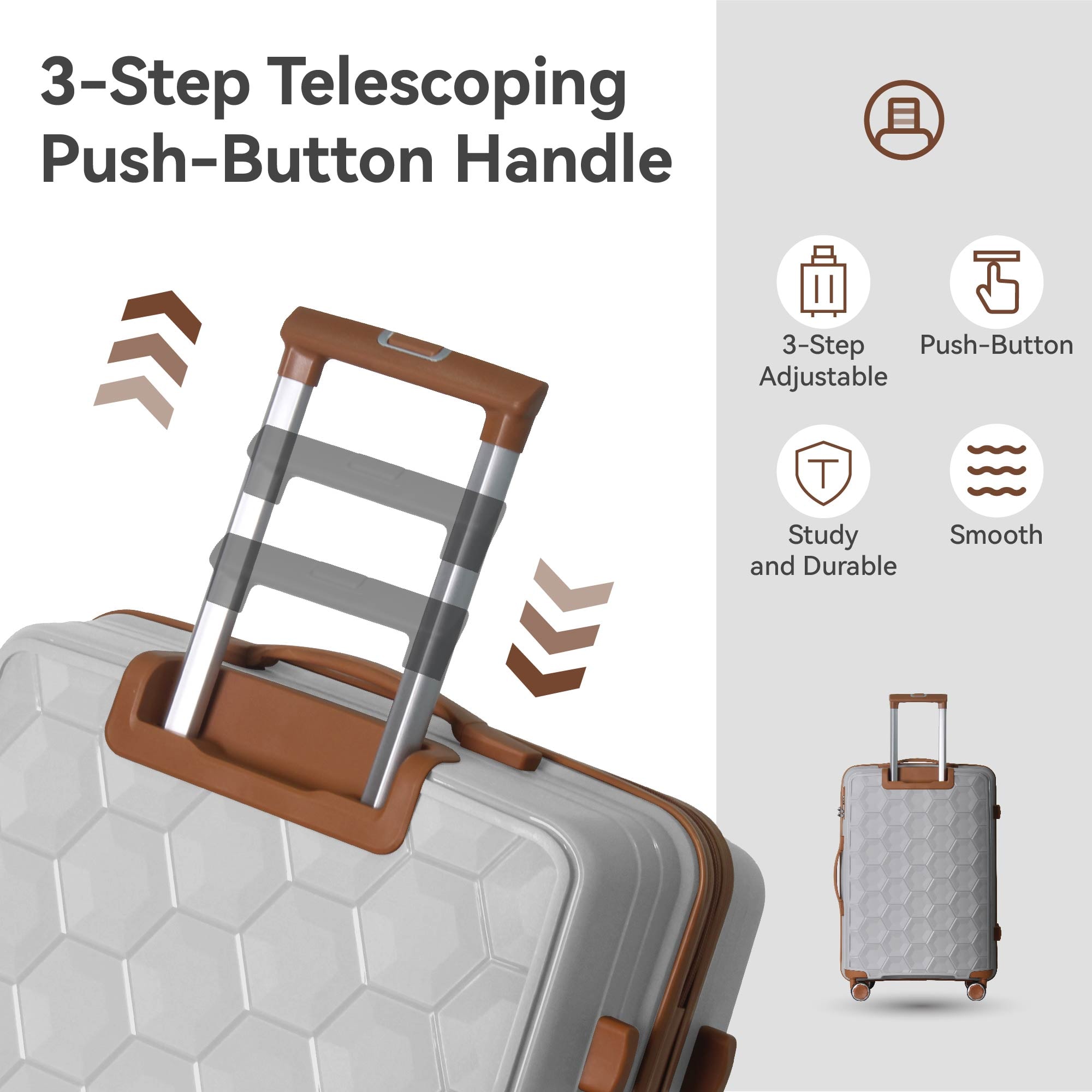 3-Piece Luggage Set Travel Lightweight Suitcases With Rolling Wheels, TSA Lock & Moulded Corner, Carry On Luggages For Business, Trip, (20"/24"/28"), White_voghion.com